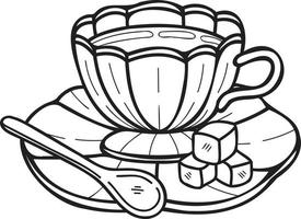 Hand Drawn English tea cup illustration in doodle style vector