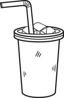 Hand Drawn Soft drink paper cups and straws illustration in doodle style vector