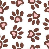 Seamless pattern of animal paws. Paw prints. Dog and cat puppy icon. Traces of a pet vector