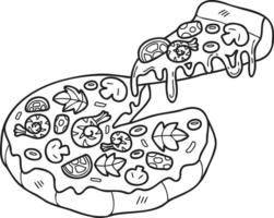 Hand Drawn cut pizza illustration in doodle style vector