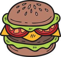 Hand Drawn hamburger illustration in doodle style vector