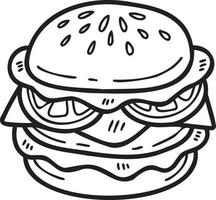 ilustración de hamburguesa dibujada a mano en estilo garabato vector