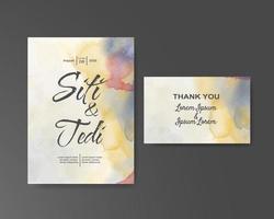 Wedding invitation with abstract watercolor background vector