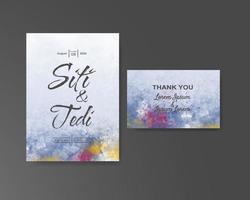 Wedding invitation with abstract watercolor background vector