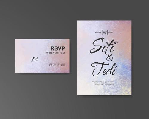 Wedding invitation with abstract watercolor background