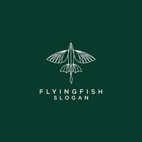 vector de icono de diseño de logotipo de pez volador