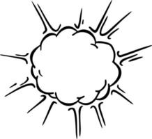 Comic Boom. Explosion. Comics sketch explosion splash comic book text style. Wow effect cartoon vector elements. Sketch sign burst cloud, mem