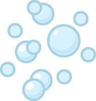 burbujas de aire planas azules. burbujas de jabón, contorno de iconos de agua hirviendo, composiciones efervescentes de círculos de espuma, signos de limpieza. detergente, gel de ducha o champú vector