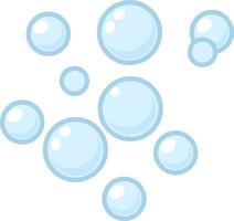 burbujas de aire planas azules. burbujas de jabón, contorno de iconos de agua hirviendo, composiciones efervescentes de círculos de espuma, signos de limpieza. detergente, gel de ducha o champú vector