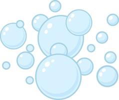 Blue flat air bubbles. Soap bubbles, outline water boiling icons, foam circles effervescent compositions, cleaning signs. Cleaning detergent, shower gel or shampoo vector