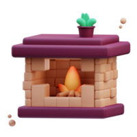 La chimenea de ilustración 3d se puede utilizar para web, aplicación, gráfico de información, etc. png