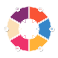 Infografica con 6 passi, processi o opzioni. png