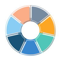 Infografica con 7 passi, processi o opzioni. png