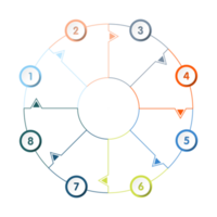 Infographic with 8 steps, process or options. png