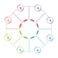 infográfico com 8 etapas, processos ou opções. png