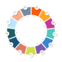 Infografik mit 13 Schritten, Prozess oder Optionen. png