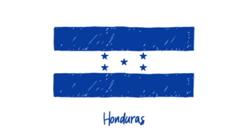 honduras nationale landesflagge bleistiftfarbe skizzenillustration mit transparentem hintergrund png