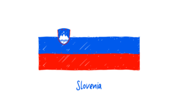 Slovenië nationaal land vlag potlood kleur schetsen illustratie met transparant achtergrond png