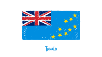 Tuvalu National Flag Pencil Color Sketch with Transparent Background png