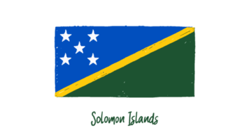 Solomon eilanden nationaal vlag potlood kleur schetsen met transparant achtergrond png