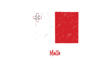Malta nationaal vlag potlood kleur schetsen met transparant achtergrond png