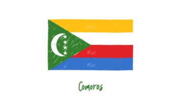 bosquejo del color del lápiz de la bandera nacional de las comoras con el fondo transparente png
