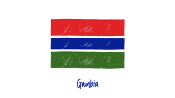 bosquejo del color del lápiz de la bandera nacional de Gambia con el fondo transparente png