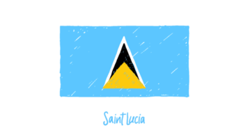 Saint Lucia National Flag Pencil Color Sketch with Transparent Background png