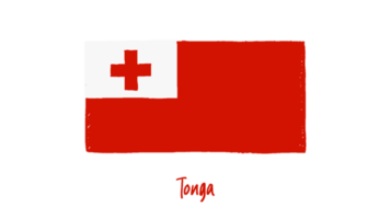 Tonga National Flag Pencil Color Sketch with Transparent Background png
