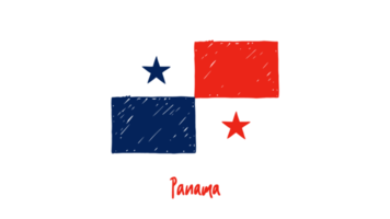 Panama National Country Flag Pencil Color Sketch Illustration with Transparent Background png