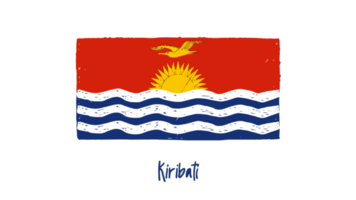 Kiribati National Flag Pencil Color Sketch with Transparent Background png