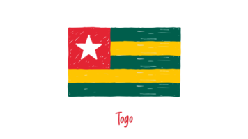 Togo National Flag Pencil Color Sketch with Transparent Background png