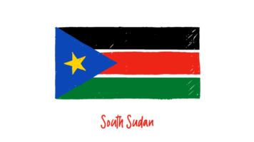 South Sudan National Flag Pencil Color Sketch with Transparent Background png