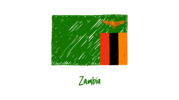 Zambia National Flag Pencil Color Sketch with Transparent Background png