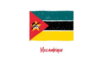 bosquejo del color del lápiz de la bandera nacional de mozambique con el fondo transparente png