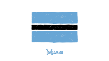 Botswana National Flag Pencil Color Sketch with Transparent Background png