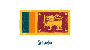 sri lanka drapeau national crayon couleur croquis avec fond transparent png