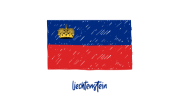Esboço a lápis da bandeira nacional de Liechtenstein com fundo transparente png