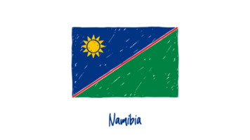 Namibia National Flag Pencil Color Sketch with Transparent Background png