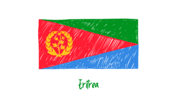 Eritrea National Flag Pencil Color Sketch with Transparent Background png