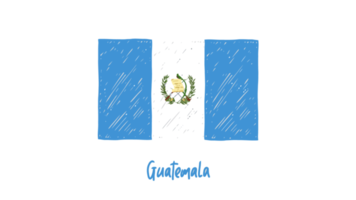 croquis de couleur au crayon du drapeau national du guatemala avec fond transparent png