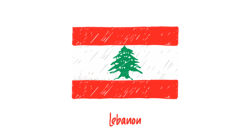 bosquejo del color del lápiz de la bandera nacional de Líbano con fondo transparente png