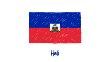 Haiti National Flag Pencil Color Sketch with Transparent Background png