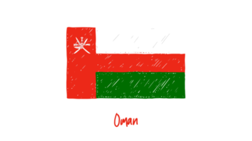bosquejo del color del lápiz de la bandera nacional de Omán con el fondo transparente png