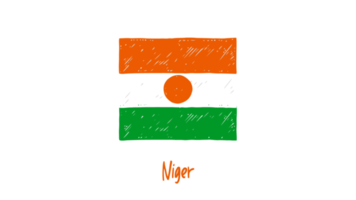Niger nazionale bandiera matita colore schizzo con trasparente sfondo png