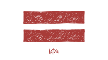 bosquejo del color del lápiz de la bandera nacional de Letonia con el fondo transparente png