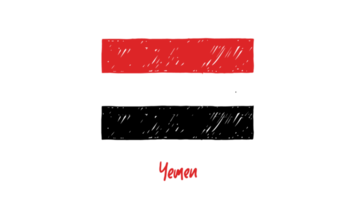 bosquejo del color del lápiz de la bandera nacional de yemen con fondo transparente png