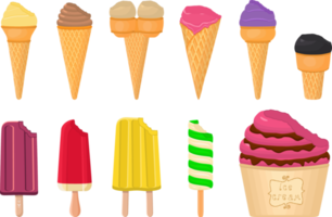 big kit ice cream different types in cone waffle cup png