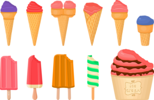 big kit ice cream different types in cone waffle cup png