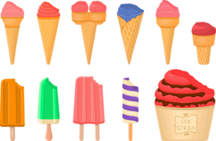 big kit ice cream different types in cone waffle cup png